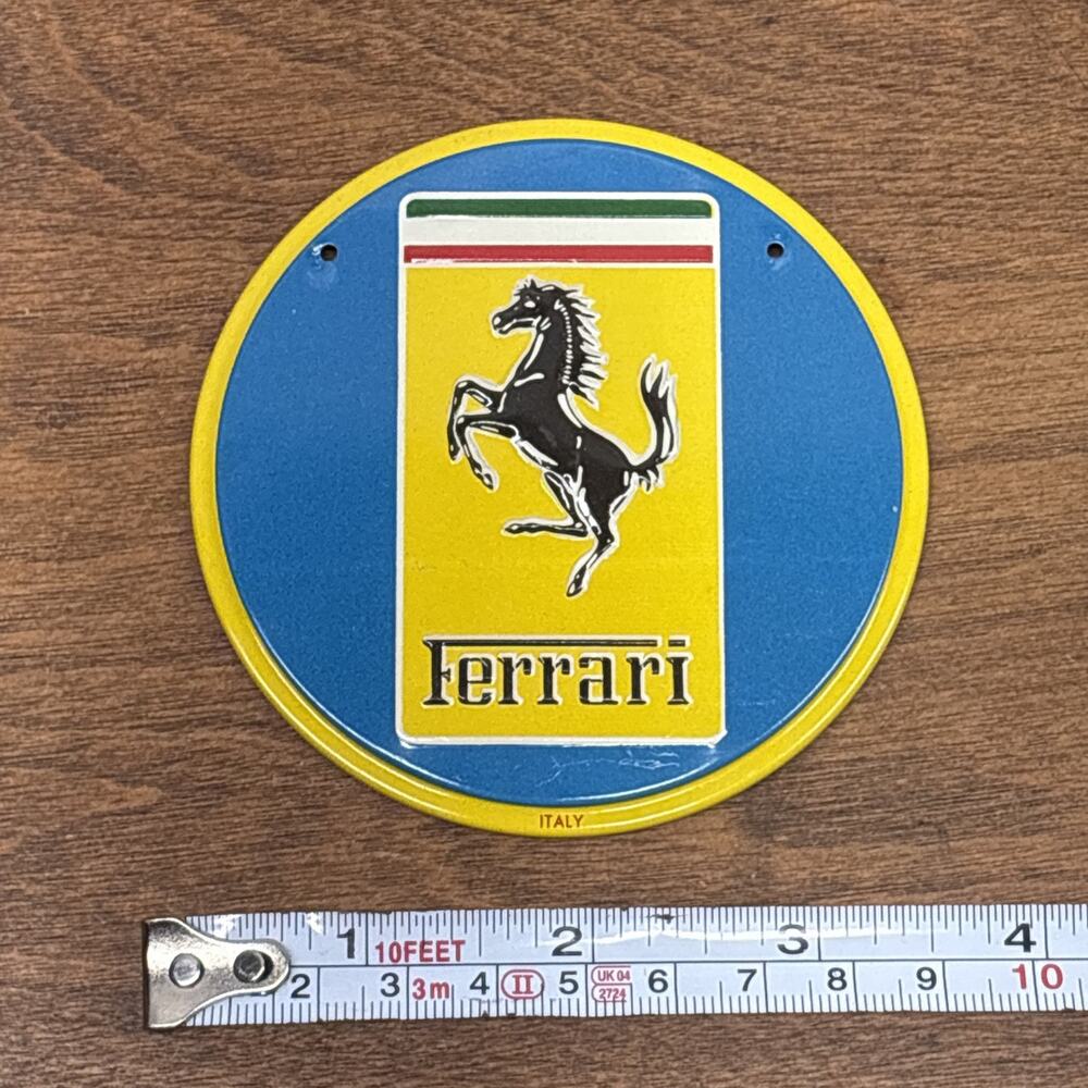 VTG 1950s Wheaties Cereal Premium FERRARI Car Emblem Badge Metal Plate Topper